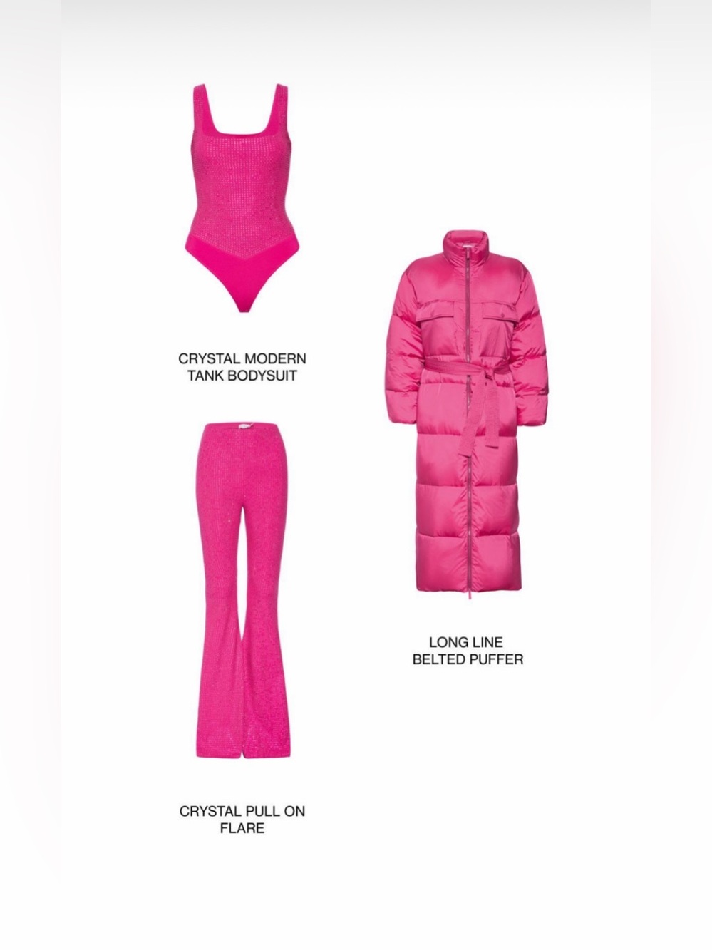 Good American - Women’s Long Puffer Coat with Belt - Hot Pink - Picture 4 of 10
